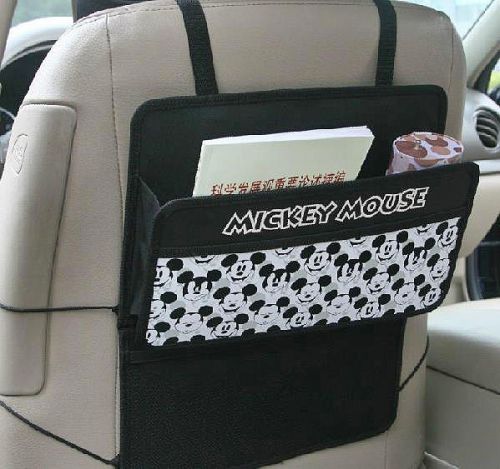 Car back seat headrest organizer multifunction pockets storage bag / mickey mous