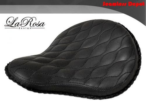 16&#034; larosa black leather hourglass stitch harley bobber rigid custom solo seat