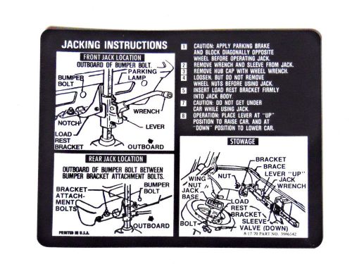 New trunk lid bumper jack instruction sticker nova 71 1971 ss