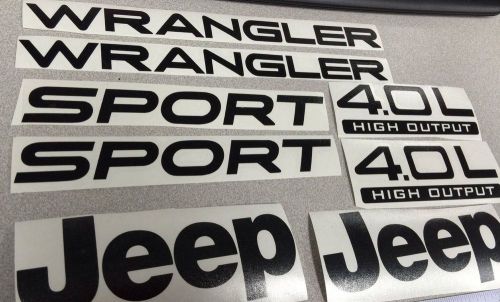 Jeep wrangler sport 03-15 vinyl refresh kit jk tj 4.0l stickers badge-black