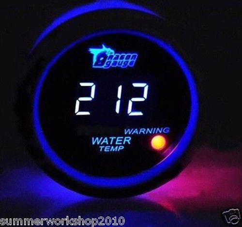 2&#034; 52mm black motor car auto digital blue led water temp celsius gauge kit