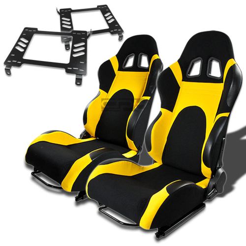 Type-6 racing seat black yellow woven+silder+for 94-05 dodge neon sxmount x2