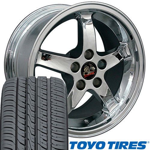17&#034; chrome cobra r wheels &amp; tires 17x9 set of 4 rims fit mustang® cp