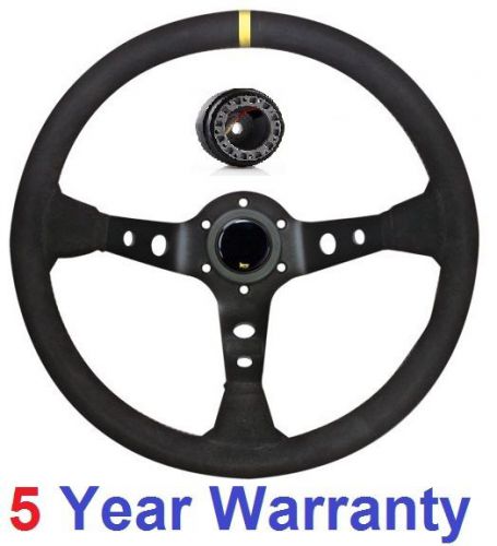 Suede corsica drifting deep dish sport steering wheel fit all nissan 350mmm new