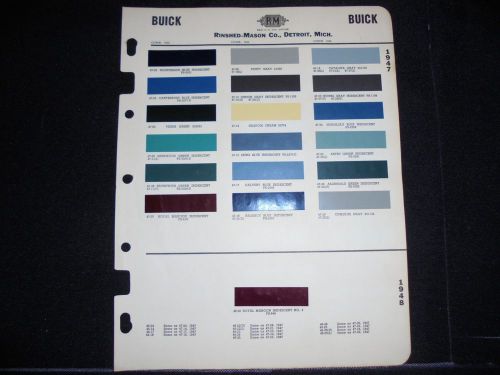 1947 1948  buick rinshed mason auto color chips  original scheme brochure chart