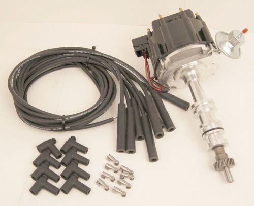 Ford 428 427 390 352 fe hei distributor black cap &amp; black spark plug wire kit