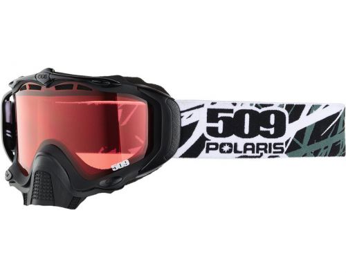 Oem polaris 509 snowmobile sinister x5 goggles rose tint lens cracked strap
