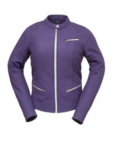 Ladies leather cowhide motorcycle scooter jacket purple or black sizes xs-5x