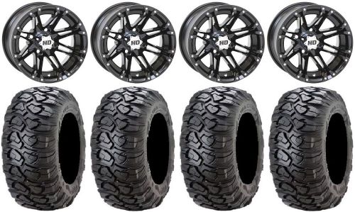 Sti hd3 gloss black golf wheels 12&#034; 23x10-12 ultracross tires yamaha