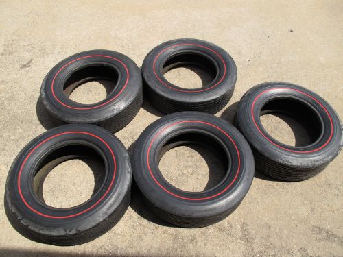 5 vintage used original goodyear speedway f-70-15 redline tires...nylon cord.