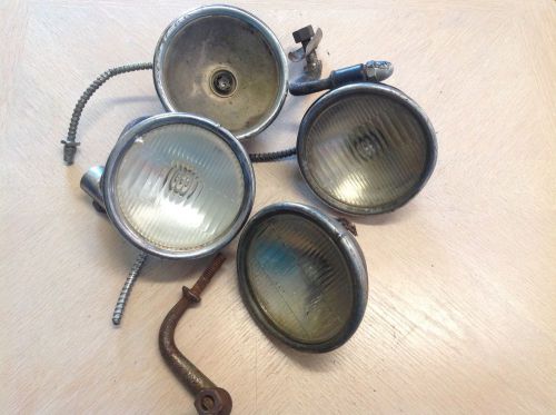 Lqqk! vintage lot 4 cowl fender light lamp glass lenses mount bracket