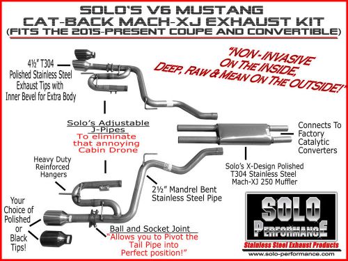 2015 - 2017 ford mustang v6 3.7l cat back dual exhaust by solo performance