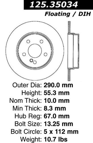 Centric 125.35034 rear brake rotor/disc-high carbon rotor-preferred