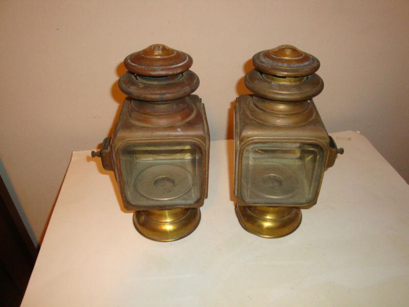 Find vintage gray & davis #104 kerosene side lamp pair headlight brass