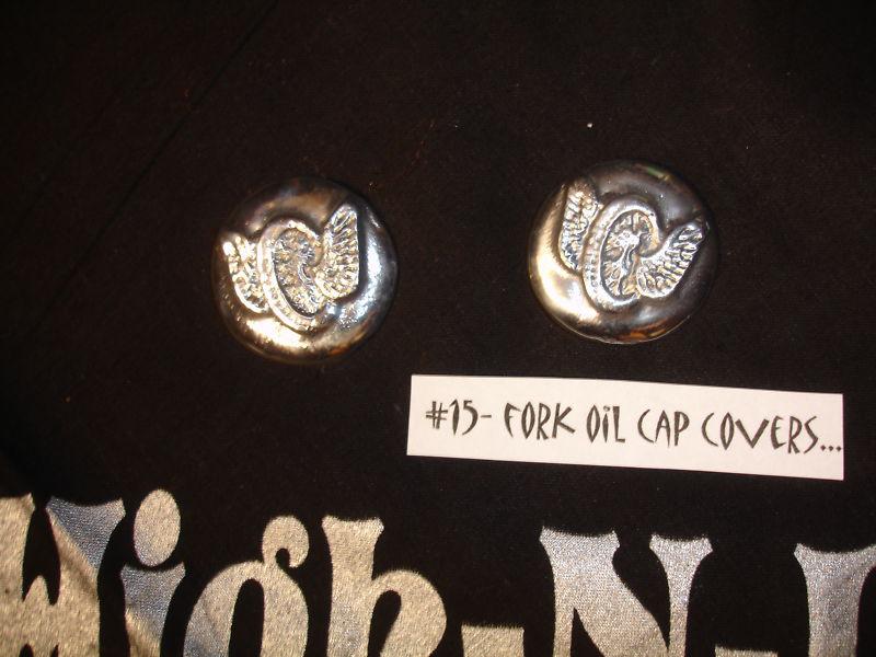 Harley fork oil cap cover/ insert..wheel w/ wings