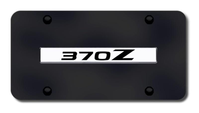 Nissan 370z name chrome on black license plate made in usa genuine