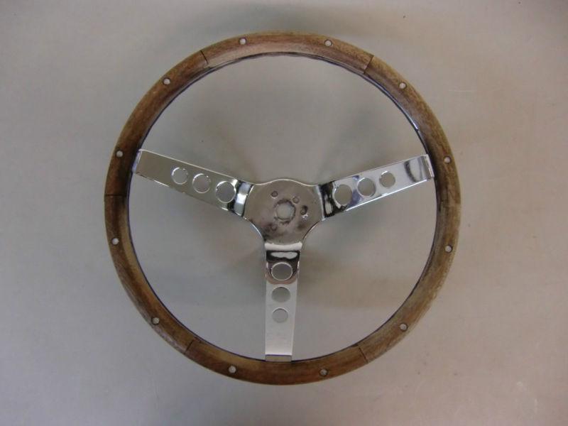 Vintage wood steering wheel ford mustang chevy rat hot rod custom three spoke 