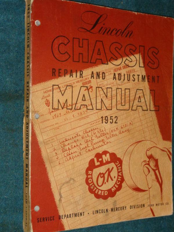 1952 lincoln shop manual / original shop book!!!