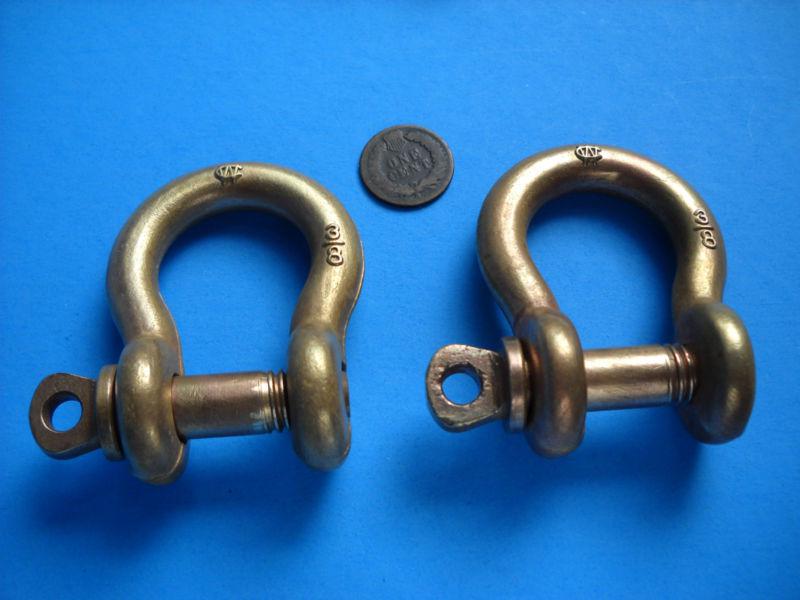 ★ vintage wilcox crittenden bronze shackles (pair)  3/8" - 3 photos