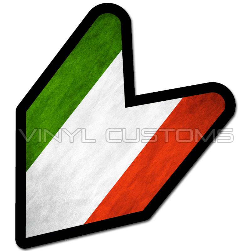 4" italy wakaba leaf flag italian decal sticker v2 jdm a+