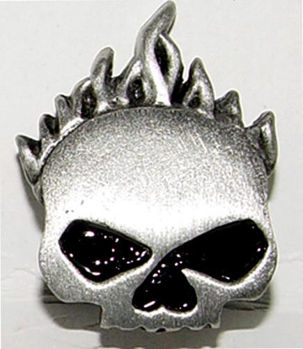  willie g flaming skull  motorcycle vest /cap pin 