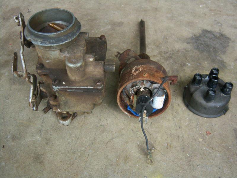 Jeep willys f head engine parts lot carburetor carter yj carb & distributor part