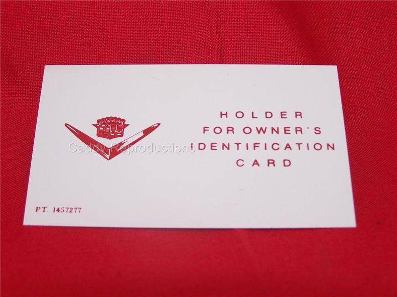 1957 - 1958 cadillac owners identification holder card