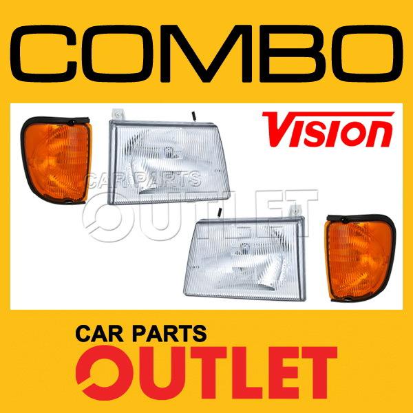 97-07 ford econoline head light+corner lamp combo set left+right pair new 