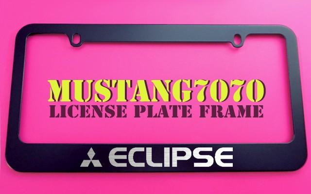 1 brand new mitsubishi eclipse black metal license plate frame + screw caps
