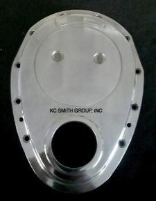Chevy small block polished aluminum timing chain cover