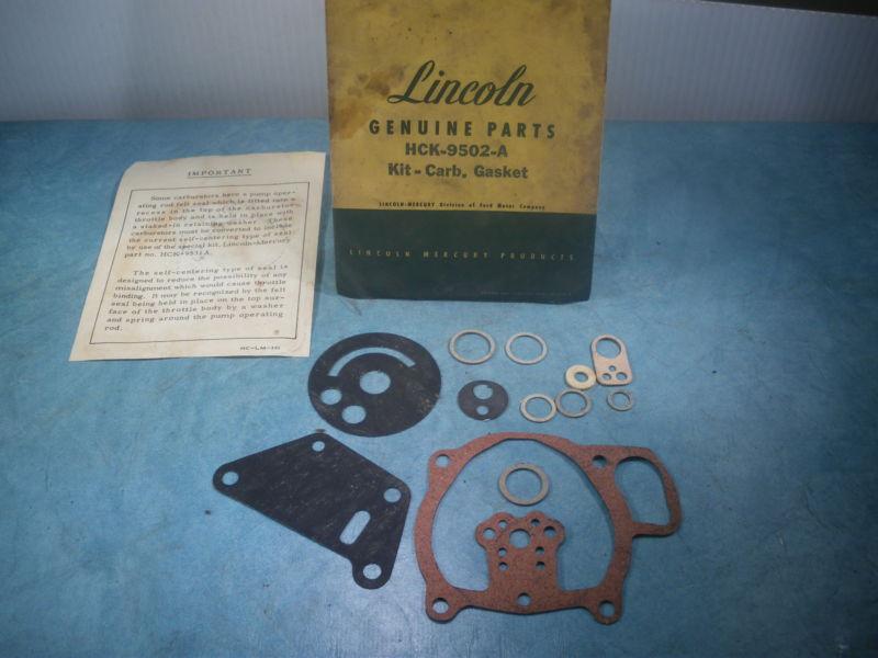 Nos 1952 1953 lincoln hck-9502-a carburetor gasket kit
