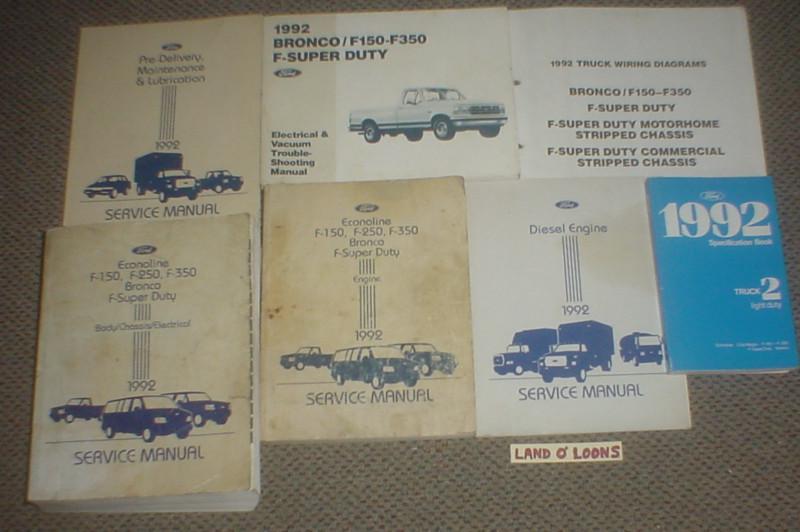 1992 ford f150-250-350 light truck/bronco/econoline shop/service manual +diesel