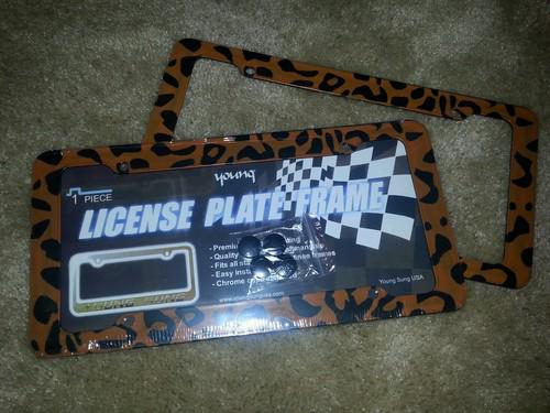 Leopard print license plate frame