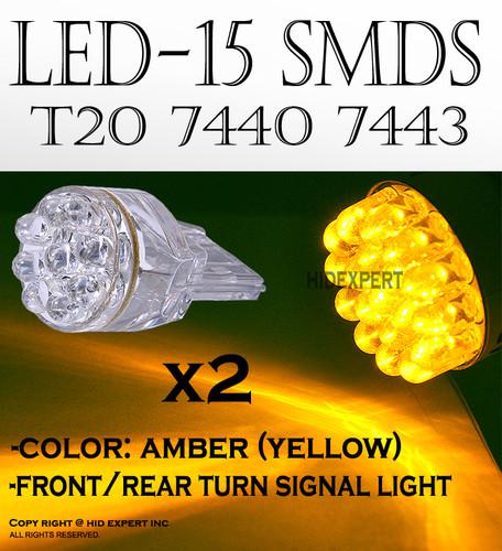 2x yellow t20 15-led bulbs for back up reverse light  7440 992  mh1 abls dot