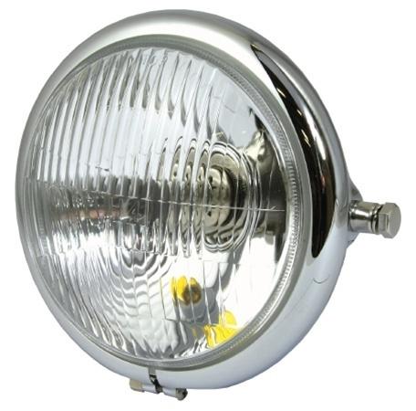 Bike-it chrome 5 3/4" bates side mount round single headlight high low beam