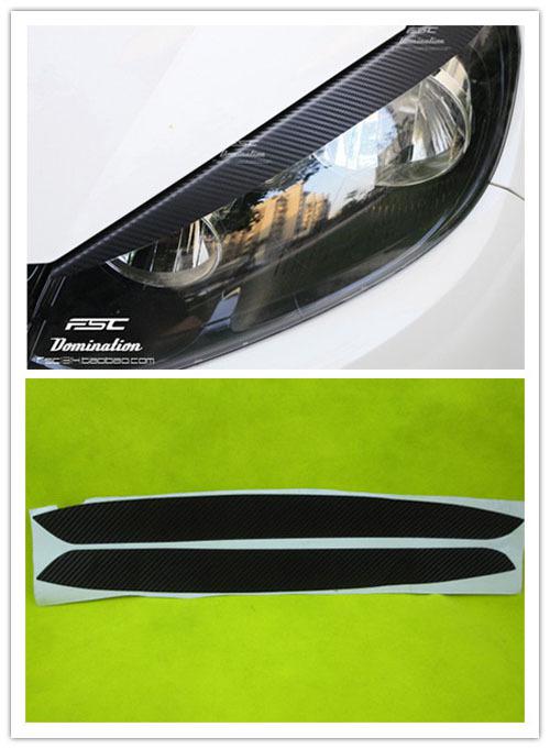 Carbon fiber eyebrow lights affixed golf 6 logo badge emblem decal car stickers