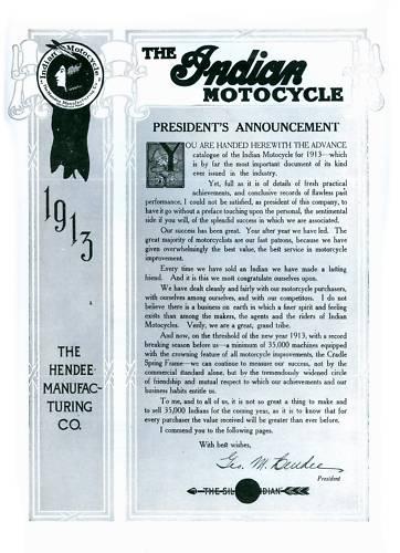 1913 the indian motorcycle for 1913 sales brochure