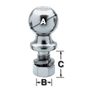 Tow-ready hitch ball, stainless steel, 2 x 1 x 2-1/8" 63852