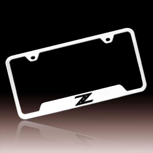 Nissan 350z z logo chrome stainless steel license plate frame, lifetime warranty