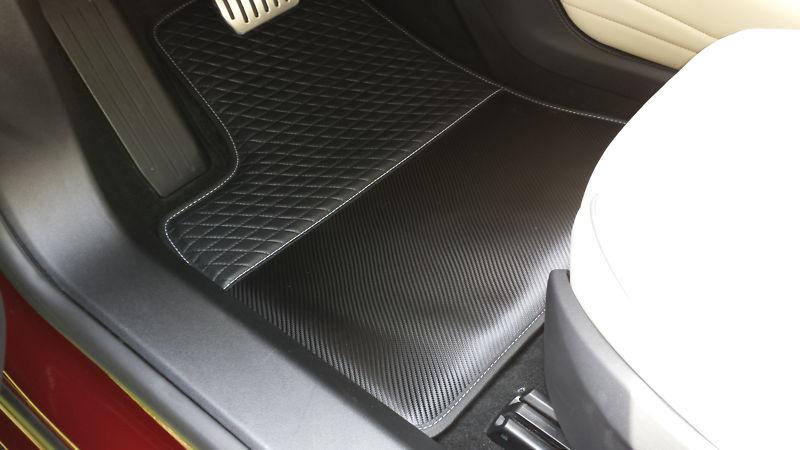 Tesla model s carbon fiber / leather floor mats - customized