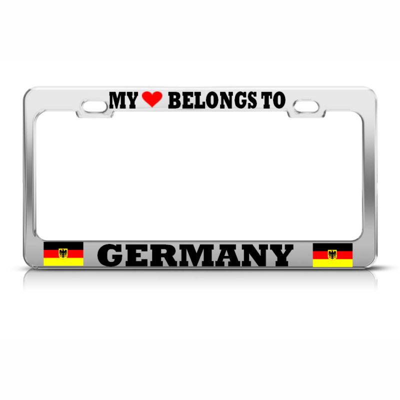 My heart belongs to germany metal license plate frame german pride suv auto tag