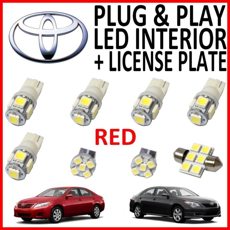 8 piece super red led interior package kit + license plate tag lights tc2r