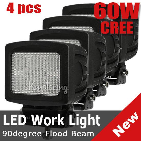 4pcs 60w flood beam cree led  alloy work light bar car boat driving lamp cab 4x4