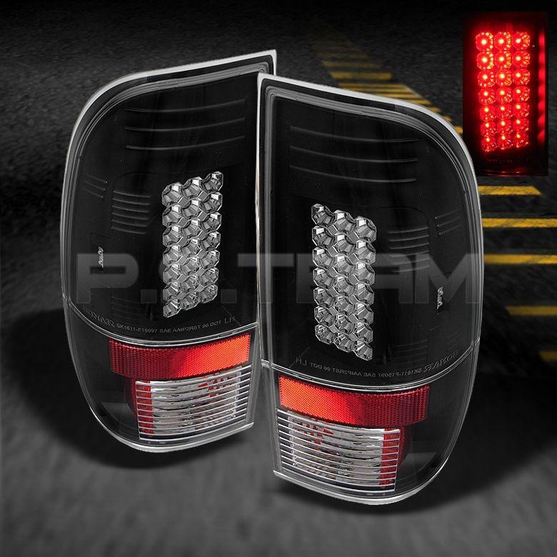97-03 ford f-150 99-07 superduty series pickup black led tail brake lights lamps