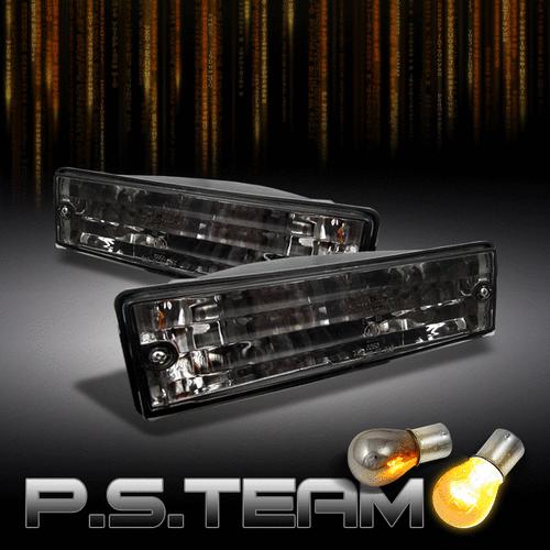 Smoked 88-91 bmw 3-series bumper signal lights lamp+1156 silver bulbs left+right