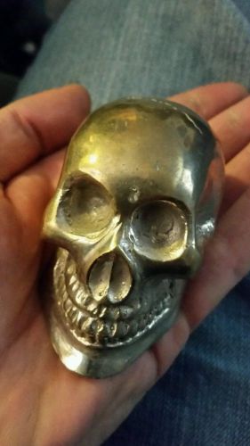 Vtg skull gear shift knob cane topper hood ornament car motorcycle harley indian