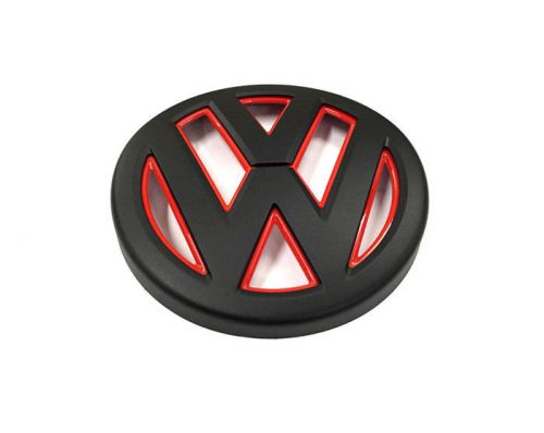 Rear trunk hatch emblem badge matt black &amp; red for golf mk7 gti r tdi tsi