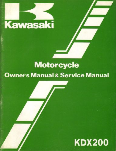 1983 kawasaki motorcycle kdx200 owner&#039;s service manual p/n 99920-1216-01 (573)