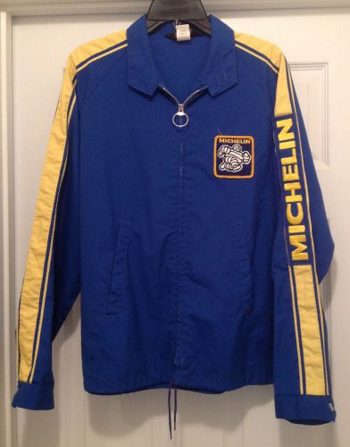 Vintage michelin l front zipper sewn logo pit crew shop jacket coat
