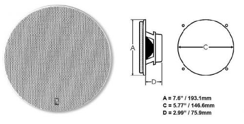 Poly-planar #ma6600w - round platinum marine speaker - 6 in - pair - white